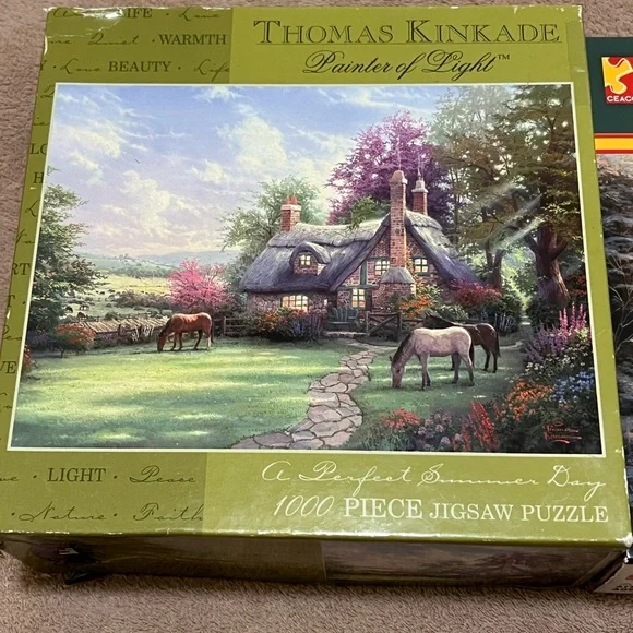 Thomas Kinkade 1000 Piece Jigsaw Puzzle Lot of 2 - Picture 3 of 6